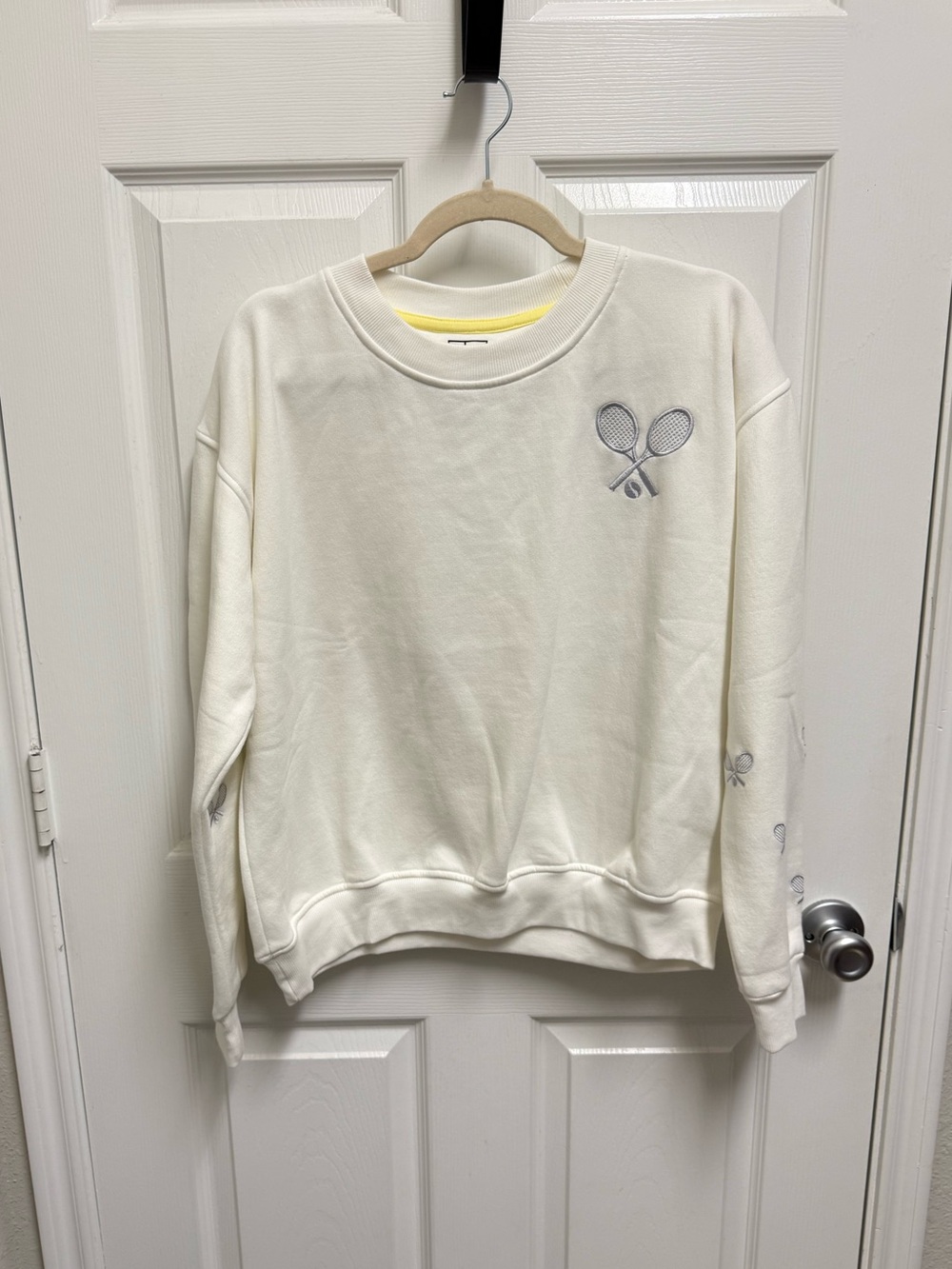 Court Life White Tennis Racket Sweater